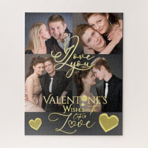 Valentinstag Elegantes Gold-Foto-Collage