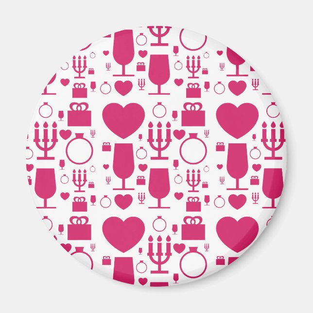 Valentinstag-Elemente Muster Magnet (Vorne)