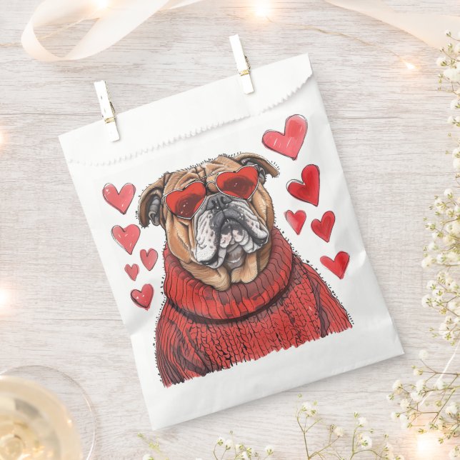 Valentinstag English Bulldog Geschenktütchen (Ausgeschnitten)