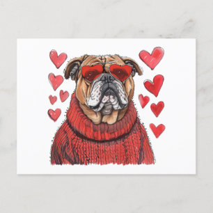 Valentinstag English Bulldog Postkarte
