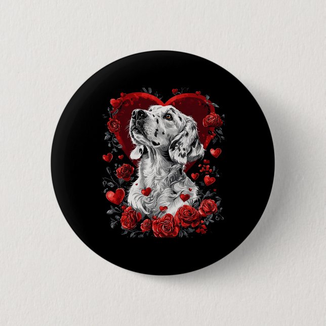 Valentinstag English Setter Hund  Button (Vorderseite)