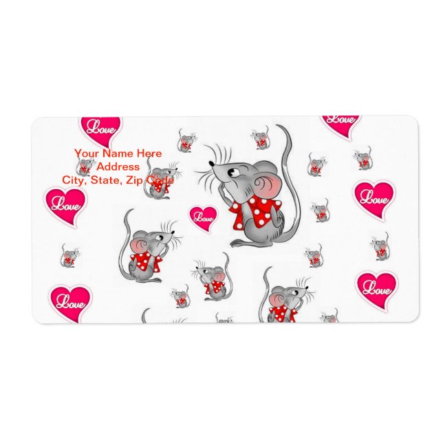 Valentinstag Etiketten Mäuse (Vorne)