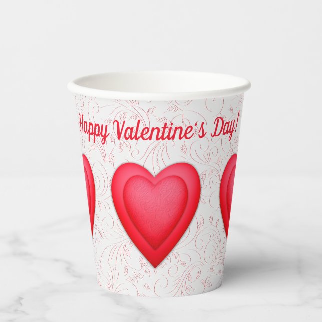Valentinstag Extravagantes Rotes Herz Pappbecher (Vorderseite)
