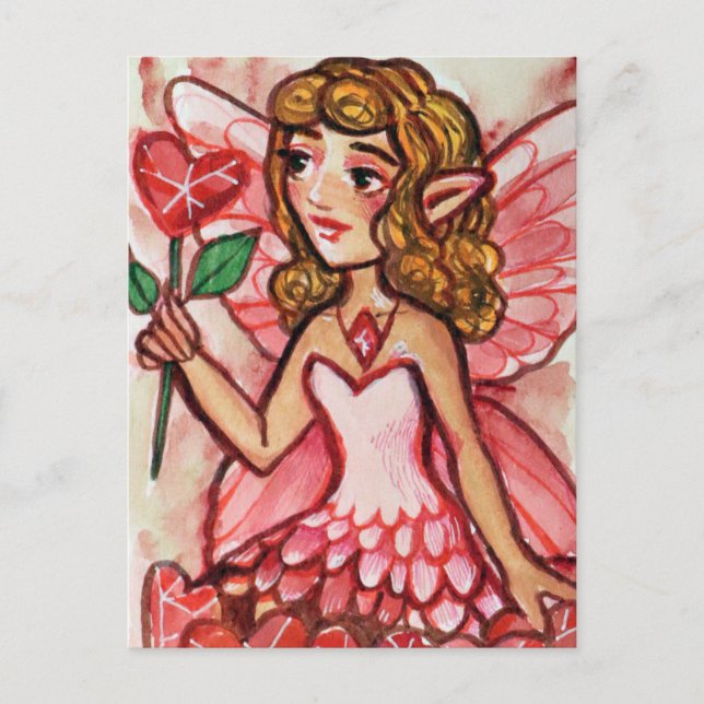 Valentinstag Fairy Postkarte (Vorderseite)