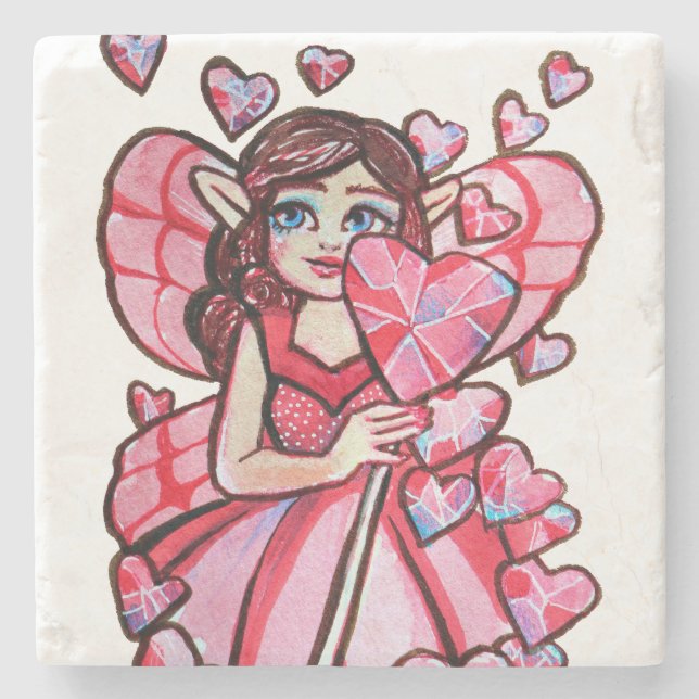 Valentinstag Fairy Steinuntersetzer (Vorderseite)