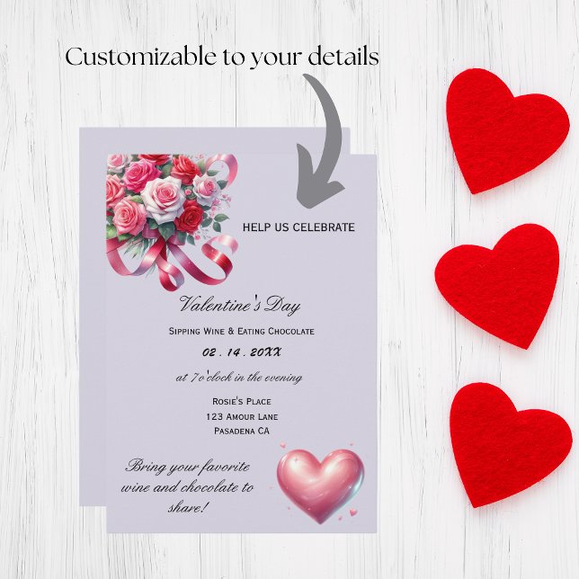 Valentinstag-Feier Einladung (Gather friends for a special night with this elegant valentine's invitation)