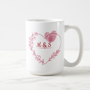 Valentinstag-Fingerabdruck-Herz-Tasse Kaffeetasse