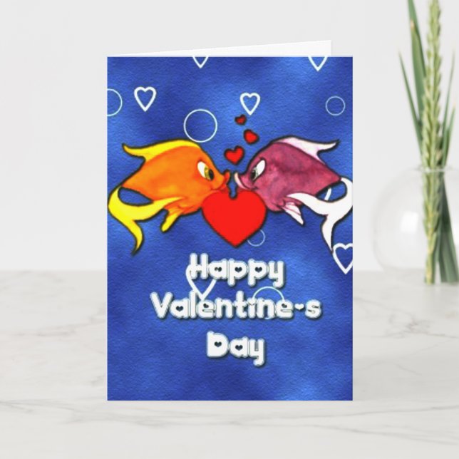 Valentinstag Fisch-Karte Feiertagskarte (Vorderseite)