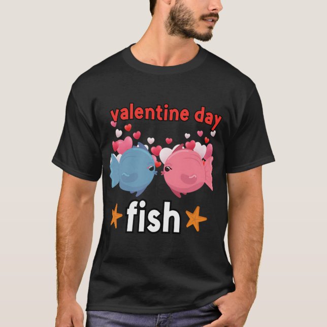Valentinstag-Fisch T-Shirt (Vorderseite)