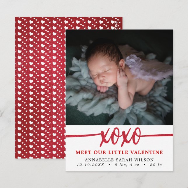 Valentinstag Foto Geburtsankündigung Postkarte (Vorne/Hinten)