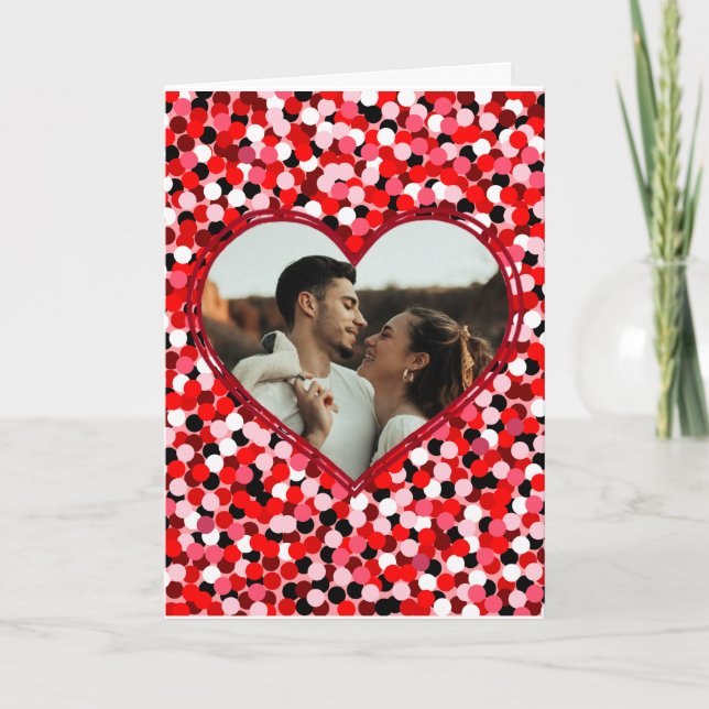 Valentinstag Foto Herz Feiertagskarte (Vorderseite)