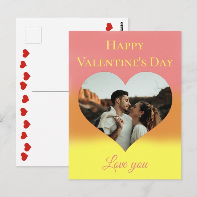 Valentinstag Foto Herz Postkarte (Vorne/Hinten)