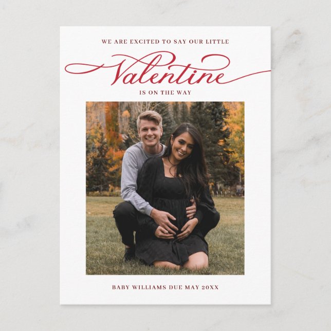 Valentinstag Foto Schwangerschaft Ankündigungspostkarte (Vorderseite)