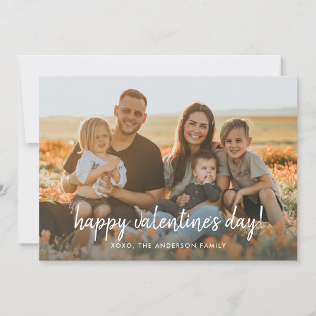 Valentinstag-Foto | Stilvolle Schrift Feiertagskarte (Vorderseite)