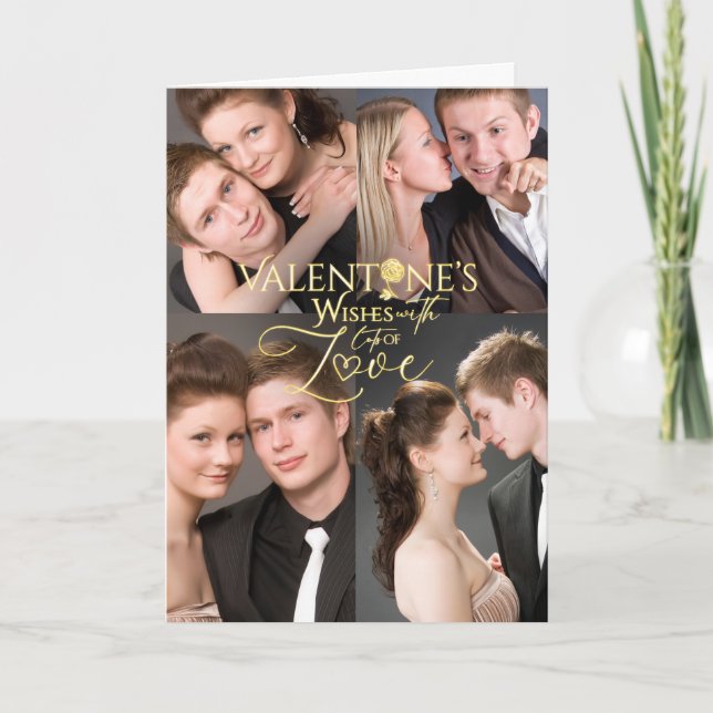 Valentinstag-Fotocollage Andenken Karte (Vorderseite)