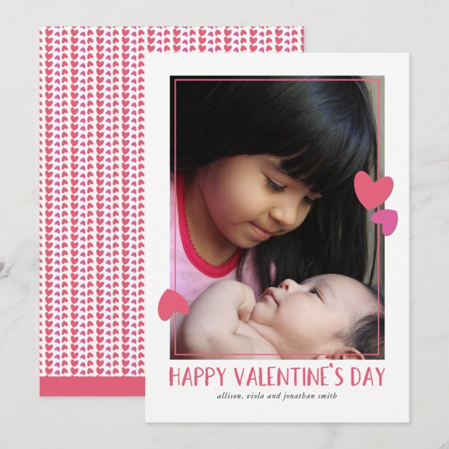 Valentinstag-Fotokarte für "Geborgene Herzen" (Vorne/Hinten)