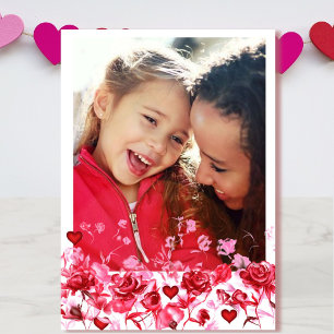 Valentinstag-Fotokarte für Mama Rosen Herzen Feiertagskarte