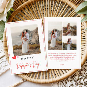 Valentinstag-Fotokarte, rosa rote Herzen V-Day Karte