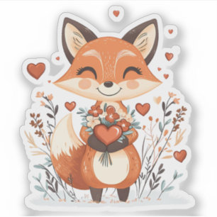 Valentinstag Fox Aufkleber