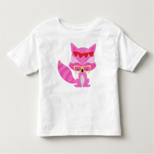 Valentinstag Fox, Rosa Fox, Brille, Herz Kleinkind T-shirt