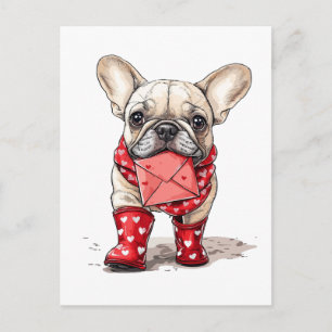 Valentinstag Französische Bulldogge Liebesbrief Postkarte