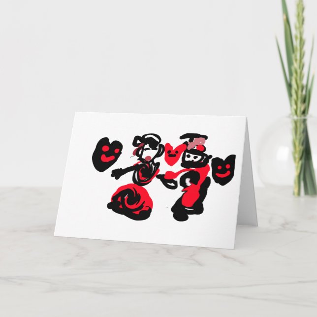 Valentinstag fröhlicher Tanz  Karte (Vorderseite)