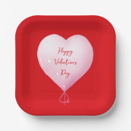 Valentinstag fröhliches Herz leuchtend rot Pappteller