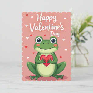 Valentinstag-Frosch-Flachgrußkarte Feiertagskarte