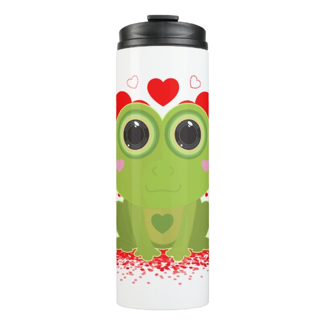Valentinstag-Frosch Thermosbecher (Vorderseite)
