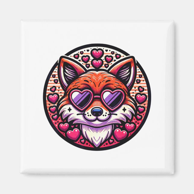 Valentinstag Fuchs und passende Paarfüchse Magnet (Vorne)