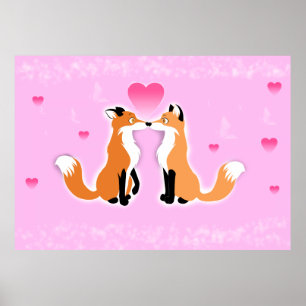 Valentinstag Füchse Poster