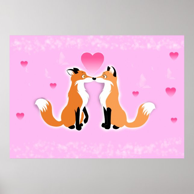 Valentinstag Füchse Poster (Vorne)