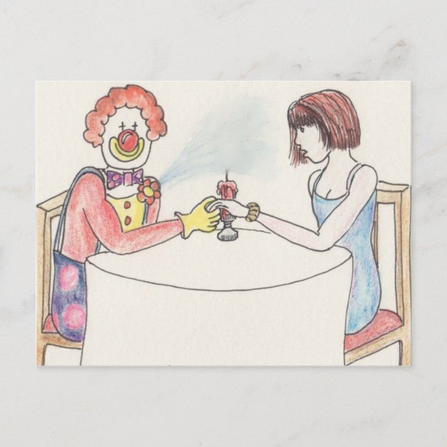 Valentinstag Funny Clown Romance Cartoon Art Postkarte (Vorderseite)