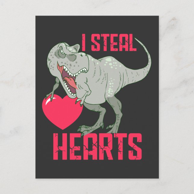 Valentinstag Funny Dinosaur HeartBreaker Boy Postkarte (Vorderseite)