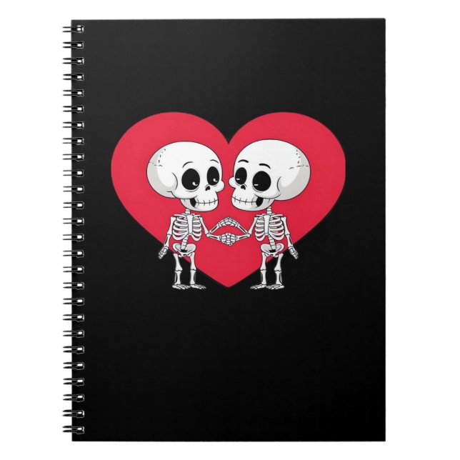 Valentinstag Funny Skeleton Handherz Notizblock (Vorderseite)