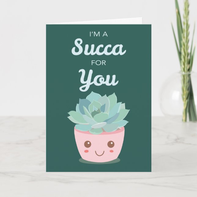 Valentinstag für Sie mit Kawaii Sukkulent Karte (Vorderseite)