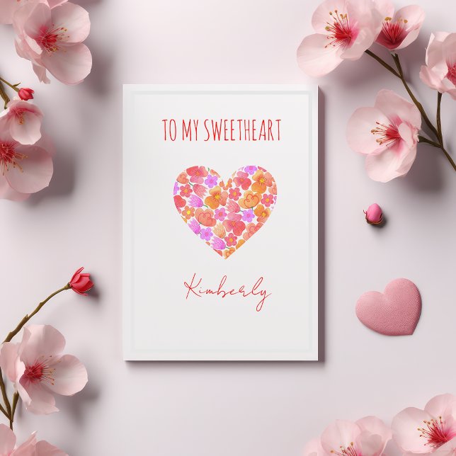 Valentinstag für süße Blume im Herzen Karte (To My Sweetheart [Name] Valentine's Day Card)