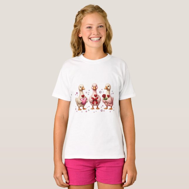 Valentinstag Gänse T-Shirt (Vorne ganz)