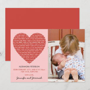 Valentinstag Geburtsankündigung Karte süß modern