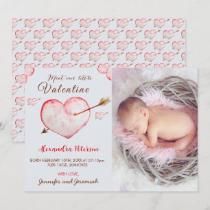 Valentinstag Geburtsankündigung Karten Herz Pfeil