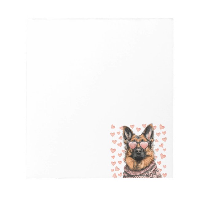 Valentinstag German Shepherd Dog Notizblock (Vorderseite)