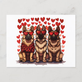 Valentinstag German Shepherd Hogs Postkarte