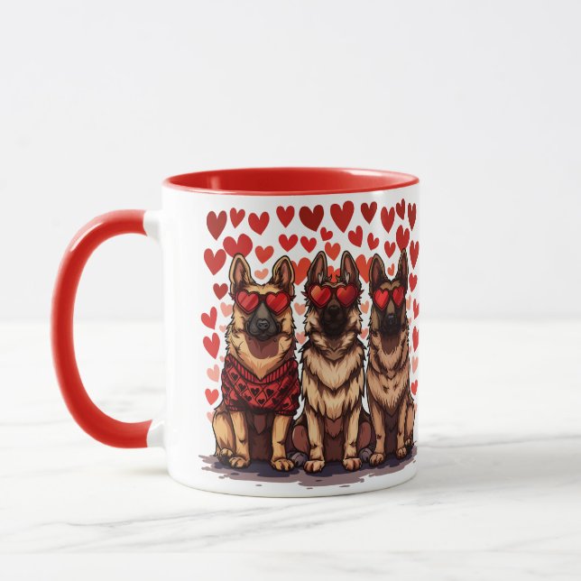 Valentinstag German Shepherd Hogs Tasse (Links)