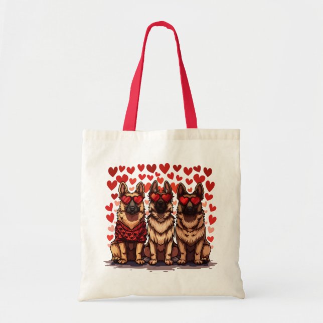 Valentinstag German Shepherd Hogs Tragetasche (Vorne)