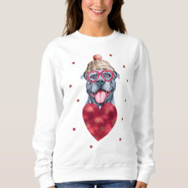 Valentinstag Geschenk Grauer Pitbull Berghund Sweatshirt
