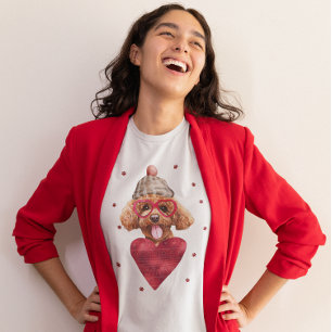 Valentinstag Geschenk Pudel Hund T-Shirt