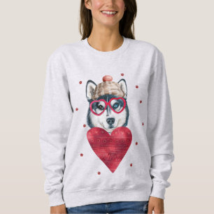 Valentinstag Geschenk Siberian Husky Hund Sweatshirt