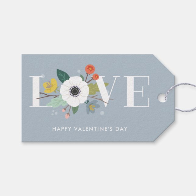 Valentinstag-Geschenk-Tag-Liebe - Dusty Blue Geschenkanhänger (Vorderseite (Horizontal))