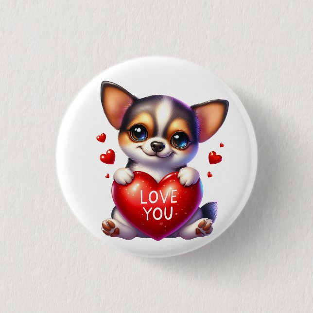Valentinstag Geschenk - Tiny Treasures Chihuahua Button (Vorderseite)