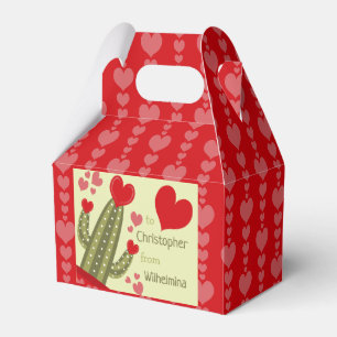 Valentinstag Geschenkbox Rosa & Rote Herzen Kaktus Geschenkschachtel